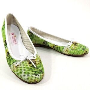 LUIGI TRAINI 🇮🇹 WOMEN'S GREEN SOFT LEATHER COMFORT SUMMER FLAT LOAFERS